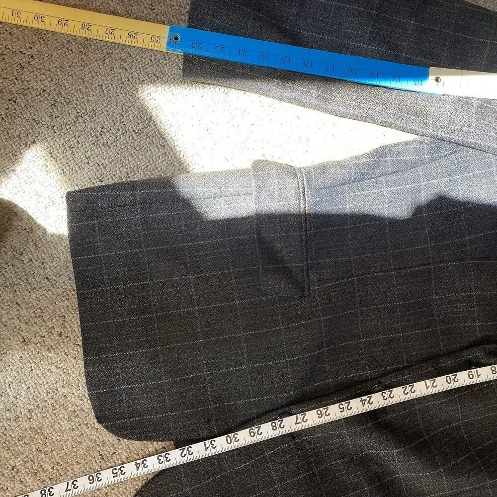 Vinceli Men Blazer Sport Coat Casual Jacket Sz 44R Wool Brown Blue Check Formal